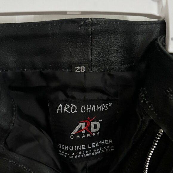 Leather Lace Up Side Pants Black XS Vintage Size 28 Tie ARD Champs Genuine Biker - Picture 11 of 11